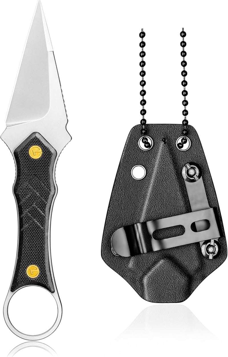 LOTHAR PORCUPINE Small Fixed Blade Knife, 2.46" 14C28N EDC Neck Knife with G10 Handle and Kydex Sheath, Necklace Horizontal Carry Knives, Survival Knives Gifts for Men Women - Image 1